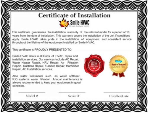 10-Year Installation Warranty for HVAC…
